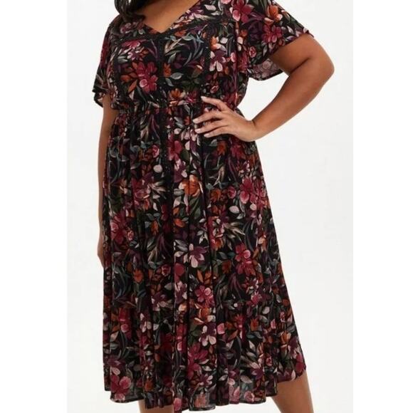 torrid Dresses & Skirts - New Torrid 4/4X Cottagecore Floral Midi Gauze Skater Dress Beach Boho Hawaii